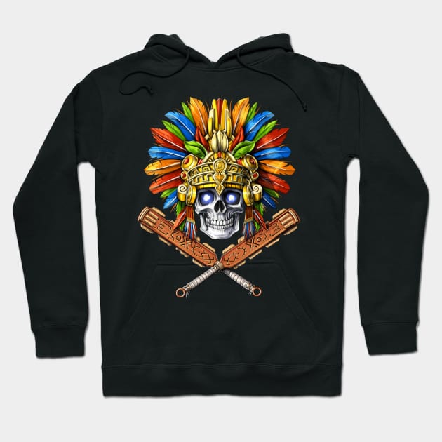 Aztec Skull Warrior Hoodie by underheaven